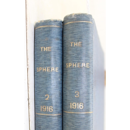 583 - Two large hard back volumes of ‘The Sphere’ dated 1916 containing numerous WWI images of major war t... 