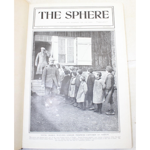 583 - Two large hard back volumes of ‘The Sphere’ dated 1916 containing numerous WWI images of major war t... 