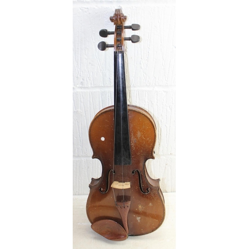 659 - 2 violins, one with case & 2 bows