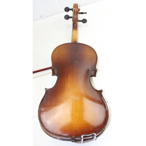 659 - 2 violins, one with case & 2 bows