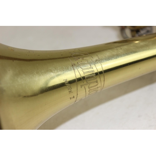 661 - Startone bugle, Champion Trumpet & a copper hunting horn (3)