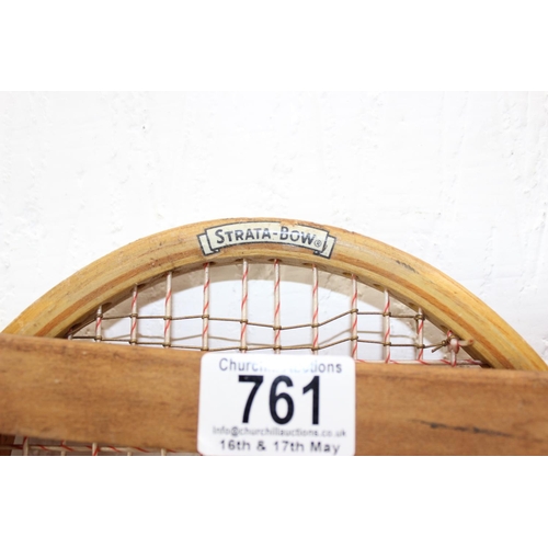 761 - 2 vintage wooden tennis rackets to inc Wilson 