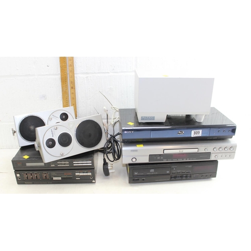 809 - Dual CD 1120 RC, Denon DVD-1930, Sony BDP-S550, Altec Lansing Subwoofer, Technics SA-X30L, & a pair ... 