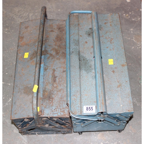 855 - 2 cantilever tool boxes with contents