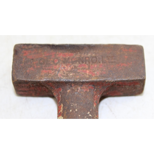 864 - An unusual Brades small hammer with pry bar end and an unusual shaped adjustable spanner (2)