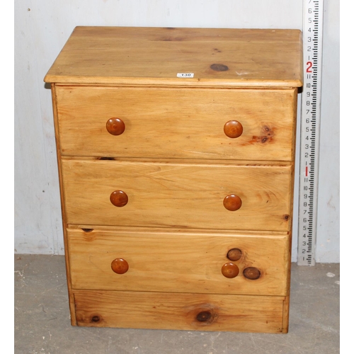 130 - Pine 3 drawer chest of drawers