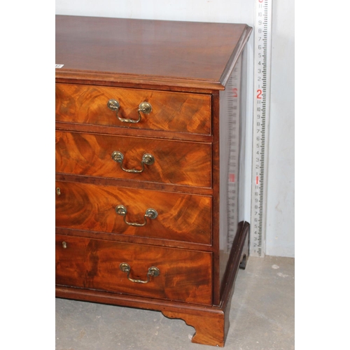 142 - An antique 4 drawer Mahogany chest of drawers standing on bracket feet