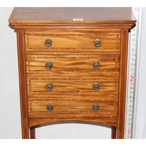 150 - An early 20th century mahogany 4 drawer collectors chest on long straight legs