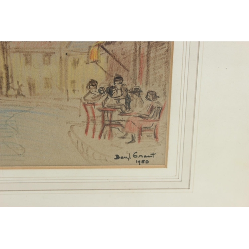 461A - Mid-century pen and ink of a busy street scene, signed lower right Beryl Grant 1950, with Royal Inst... 