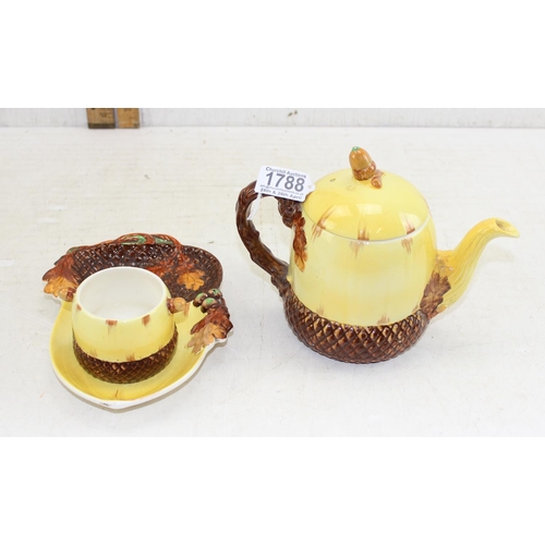 1788A - An Art Deco period Burleigh ware teapot, sandwich plate and a sugar bowl