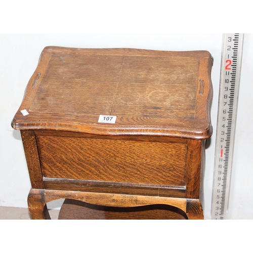 107A - Vintage oak sewing box with carved details