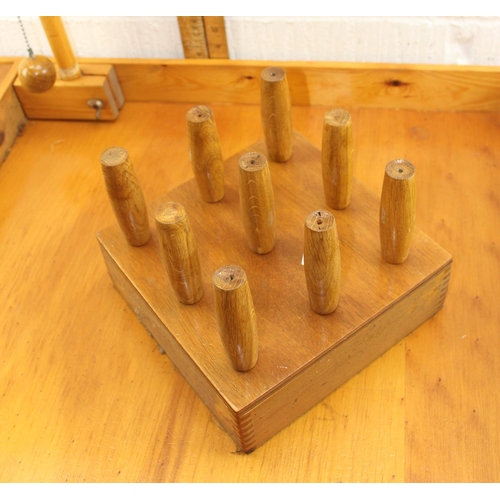 1570 - A large vintage wooden table bar skittles game