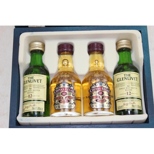 1659 - 2 boxed sets of 7 whisky miniatures to inc Glenlivet & Glenfiddich & 2 others Lagavulin 16 yro etc (... 