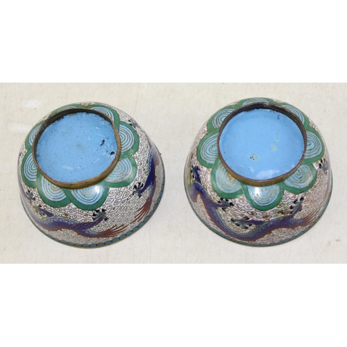 1673 - A pair of 20th century Chinese cloisonné enamel rice bowls