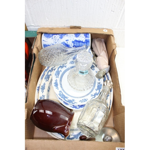 1775 - 2 boxes of assorted misc items to inc Royal Doulton figure, Nao, Chinese vase etc