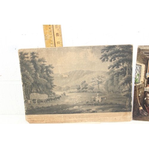 469 - Qty of loose antique and later prints and watercolours, some train related