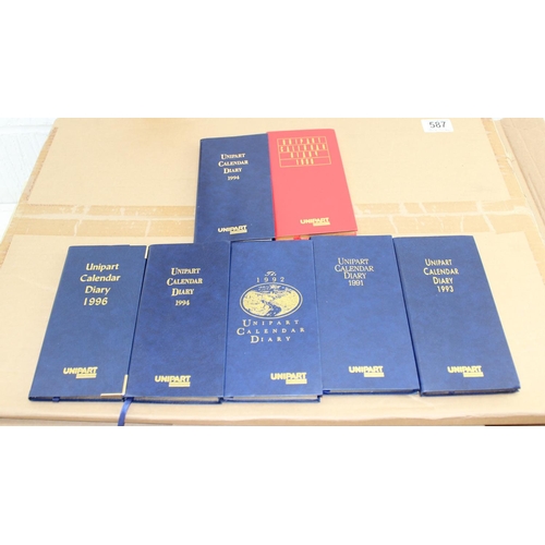 587 - Qty of assorted Unipart calendars, diaries etc