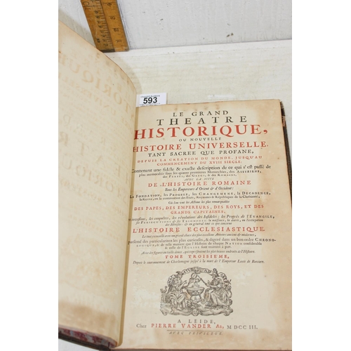 593 - Le Grand Theatre Historique, ou nouvelle histoire universelle, Published Leiden: Pierre Vander, 1703... 