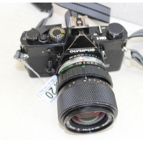 720 - Olympus OM-1 camera with Zuiko auto zoom 35-70mm 1:4 lens & a 1:1.8 f=50mm lens in case