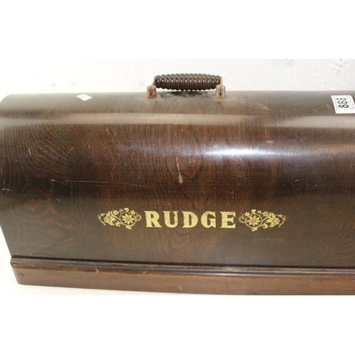 888 - Antique Rudge sewing machine in wooden case