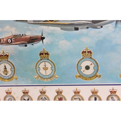 1037 - A large RAF Fighter Command display poster in wooden frame