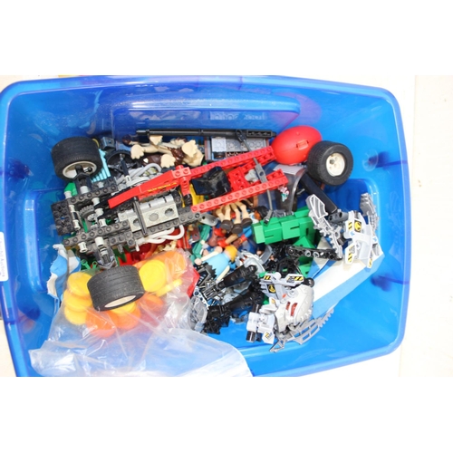 1596 - Blue box of mixed toys etc, to inc Lego