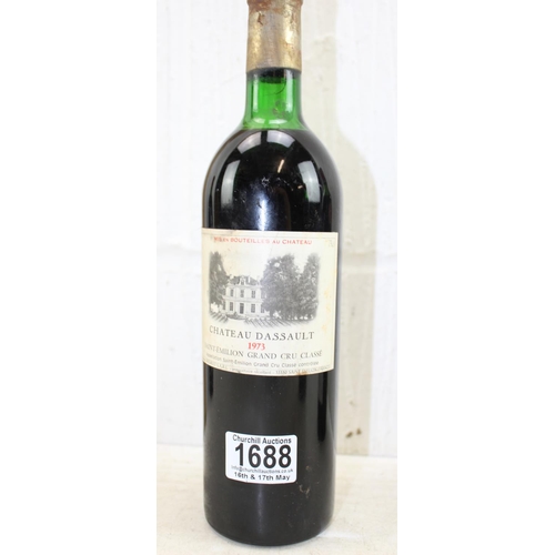 1688 - 4 bottles of vintage wine, Chateau Dassault 1973, 1985 Chateau du Basque, 1979 Chateau Plaisance, 19... 