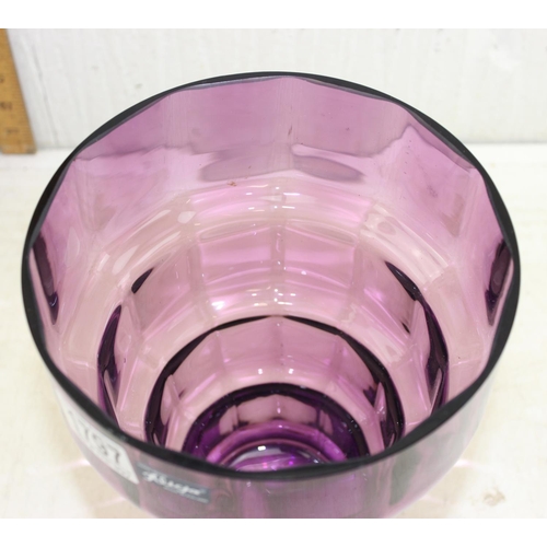 1797 - A pair of Polish purple stepped glass vases by Alicja