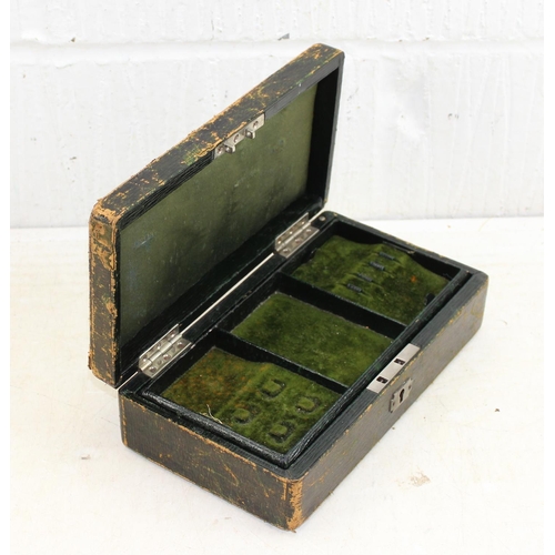 1805 - Antique leather travelling jewellery box and a vintage tin (2)