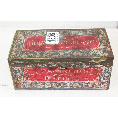 1805 - Antique leather travelling jewellery box and a vintage tin (2)