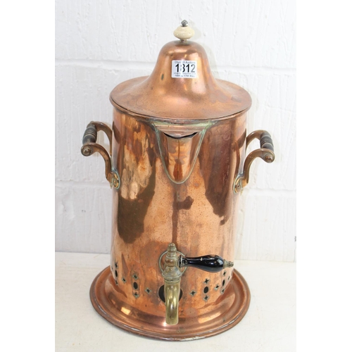 1812 - Vintage copper tea urn with wooden handles and brass tap