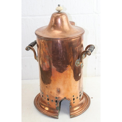 1812 - Vintage copper tea urn with wooden handles and brass tap