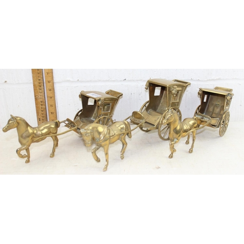 1818 - 3 horse and carriage brass ornaments