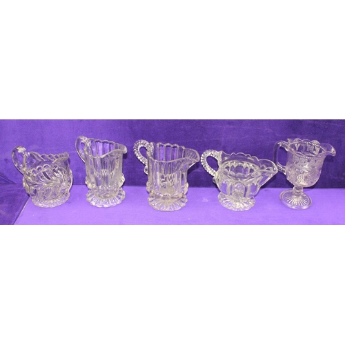 1832 - 10 assorted Victorian/ early 20th century moulded glass milk or cream jugs