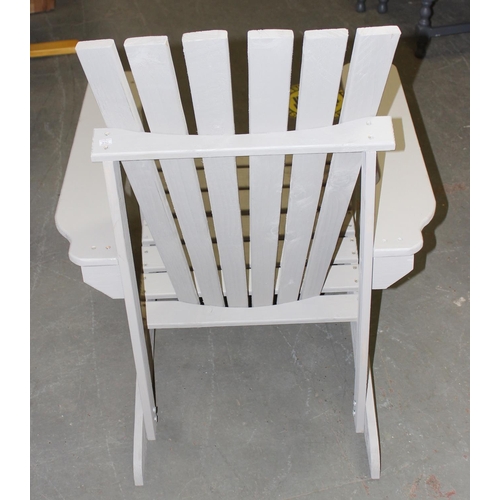 193 - Grey slatted wooden chair