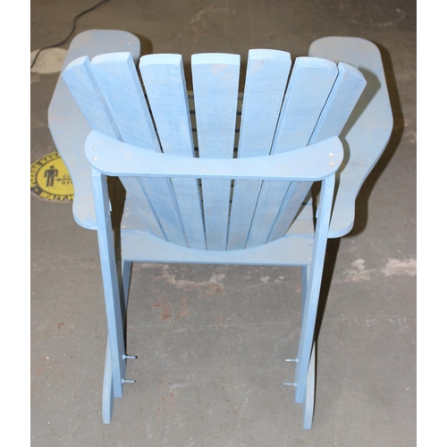 194 - Blue slatted wooden chair