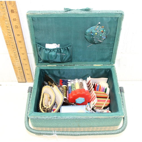 210 - Vintage sewing box and contents