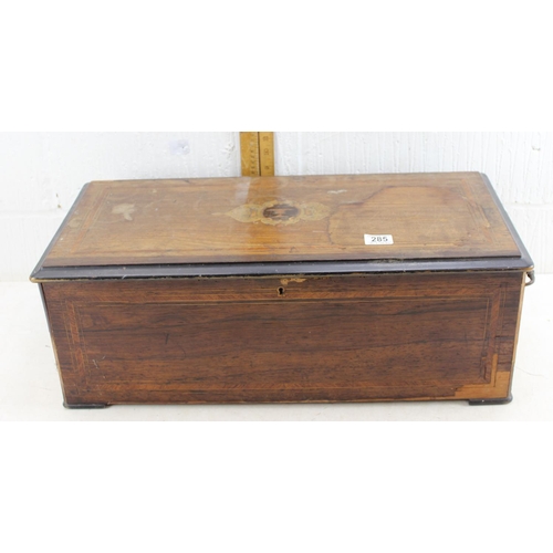 285 - A Victorian Rosewood veneered music box