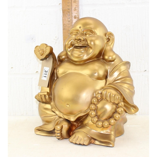 311 - A gilt seated laughing buddha garden figure