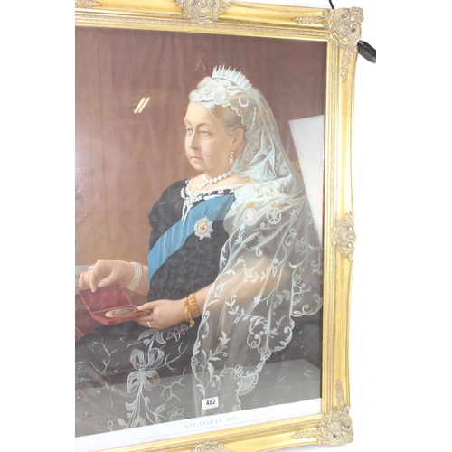 482 - A large antique style gilt framed print of Queen Victoria, in impressive gilt frame