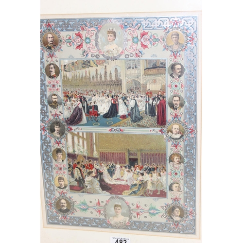 483 - Antique print of Queen Victoria's wedding, in gilt frame