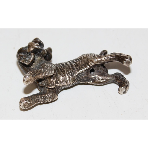 1174 - Italian 925 cast silver model of a Spaniel dog with bone, approx 33.8g gross