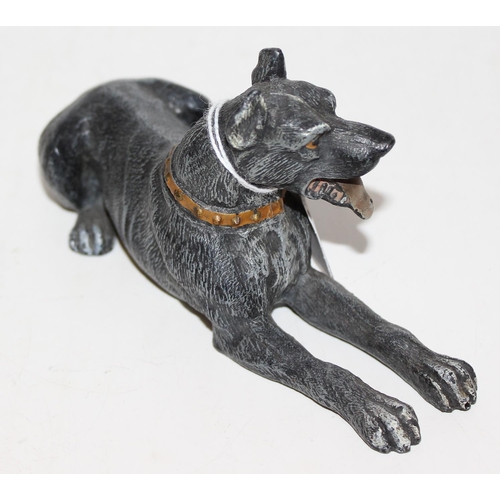 1648 - A vintage cold painted spelter figure of a recumbent dog, Great Dane