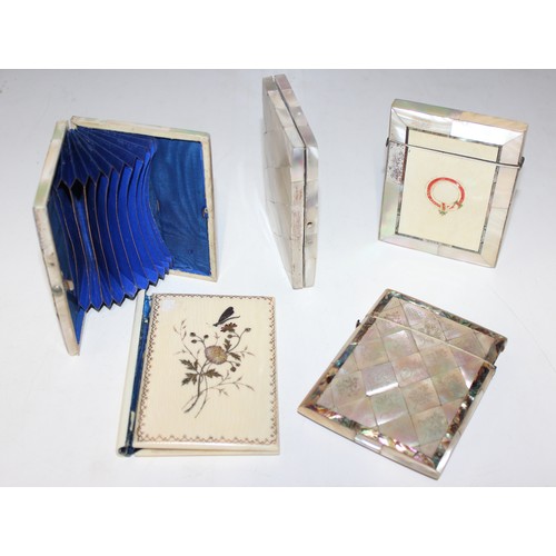 1637 - 5 assorted Mother of pearl card cases etc