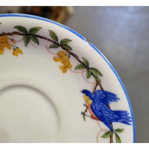 1850 - An Art Deco period Anysley part tea set decorated with Blue Birds