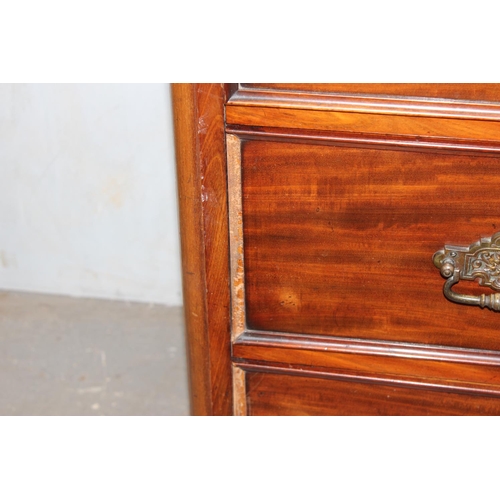 9 - Antique mahogany 2 over 3 chest of drawers with brass fittings