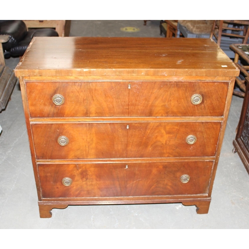 19 - Antique 3 drawer chest of drawers on bracket feet