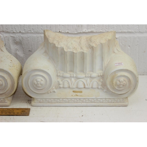 1707 - A pair of pottery wall brackets formed as Ionic columns