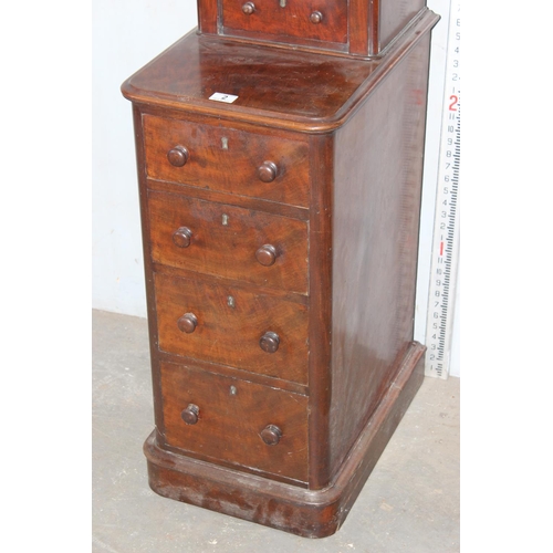 2 - An unusual Victorian mahogany 7 drawer collectors chest or side cabinet with turned wooden bun handl... 