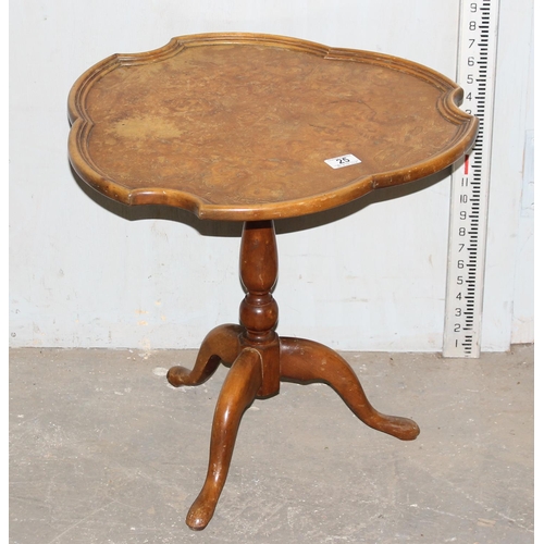 25 - A small walnut side table of unusual form